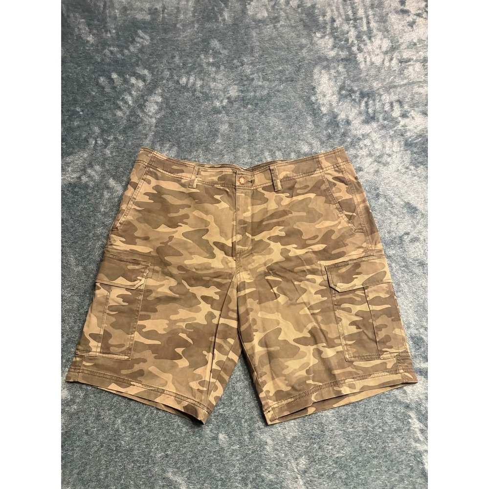 George Mens Shorts 40 Cargo Shorts Green Cotton Blend Camouflage Camo Size 40